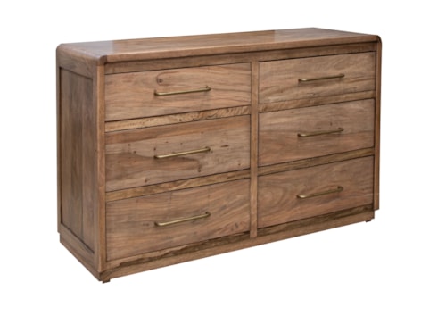 Contemporary 6-Drawer Dresser with Microfiber-Lined Top Drawer