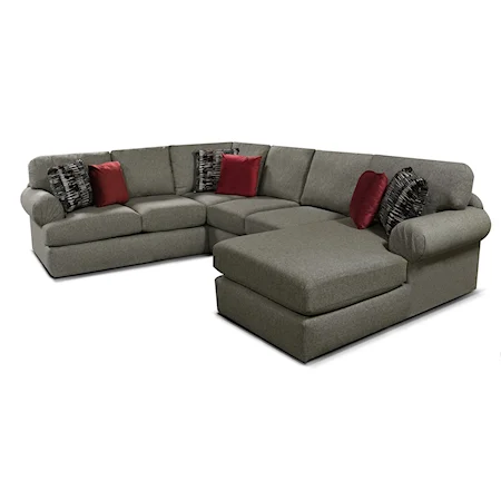 Contemporary Right Chaise Sectional Sofa with Large Cushions