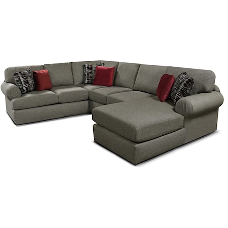 Casual Sectional Sofa with Right Chaise