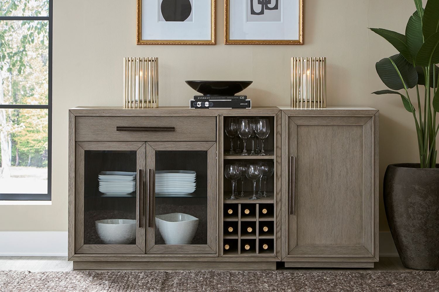 Dining Server with Bar Cabinet