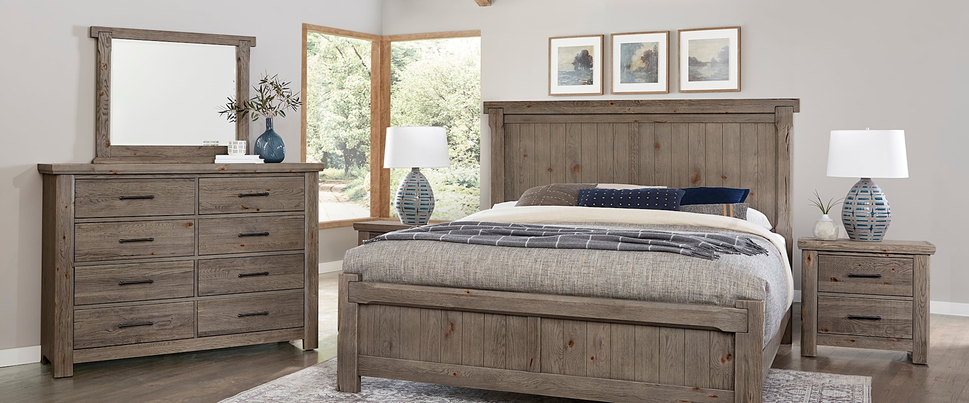 Transitional Rustic 5-Piece California King Dovetail Bedroom Set