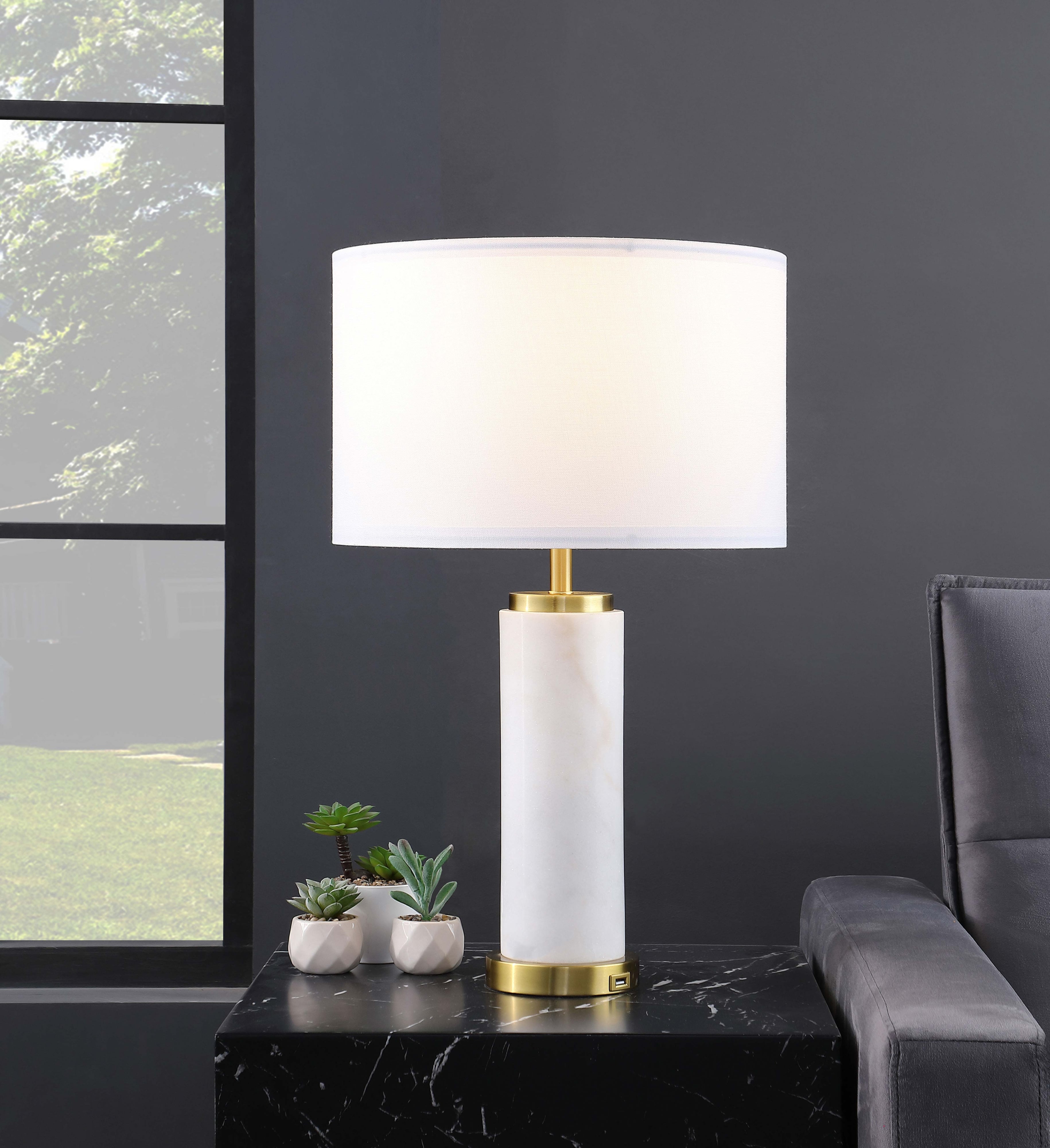 Coaster Lucius 25-inch Drum Shade Marble Body Table Lamp