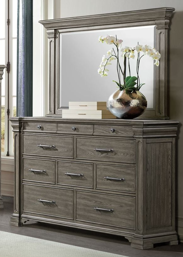Elements International Kings Court 10-Drawer Bedroom Dresser with Mirror