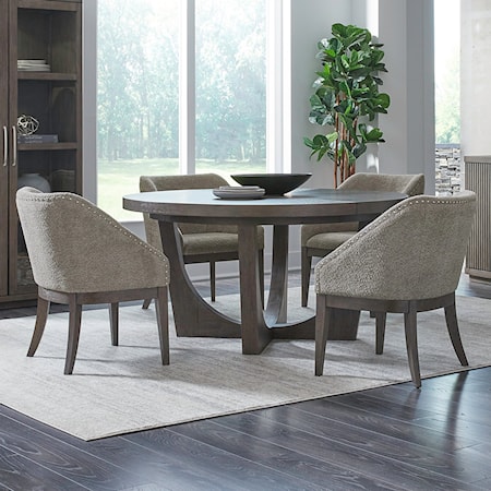 Contemporary 5-Piece Pedestal Table Set with 18" Leaf