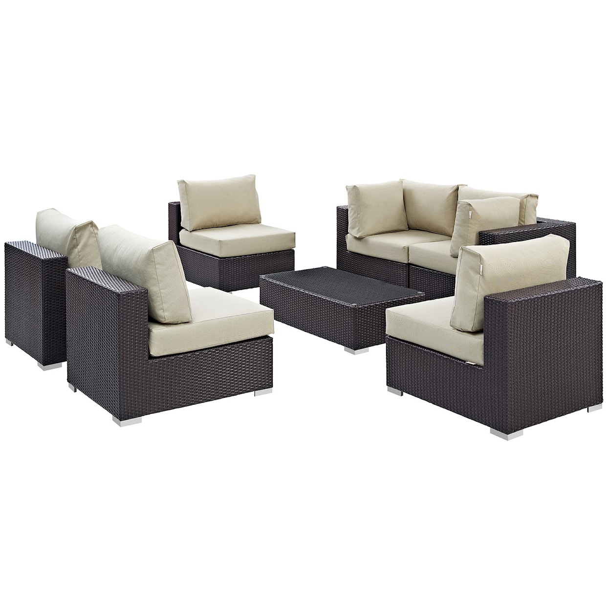 Modway Convene Outdoor 7 Piece Sectional Set