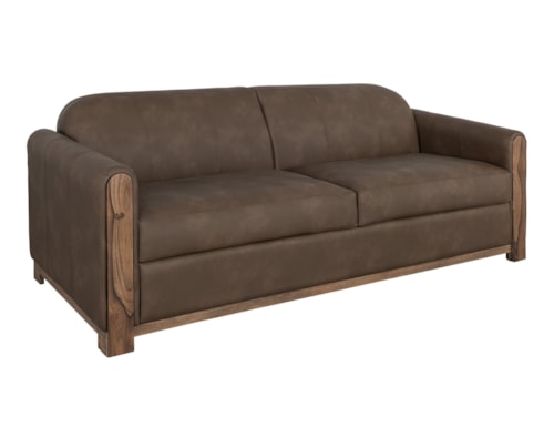 Modern Rustic 2-Cushion Sofa with Exposed Wood Accents