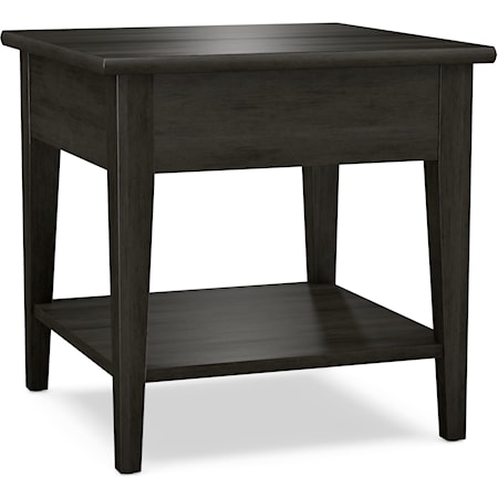 Transitional 24" Square End Table with Shelf