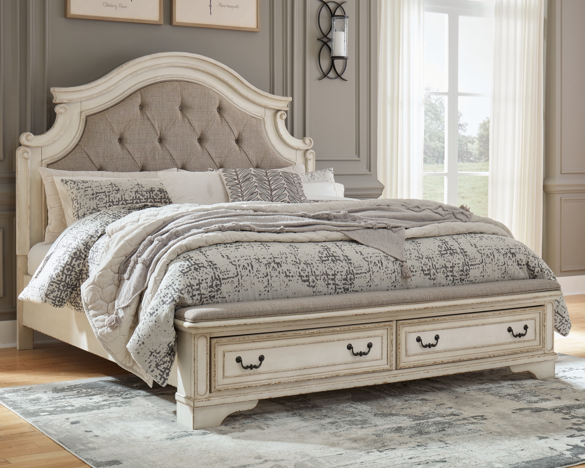 California King Upholstered Storage Bed