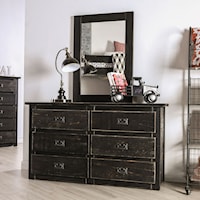 Rustic 6 Drawer Dresser with Metal Pulls and American Pine Construction