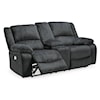 Signature Design Draycoll Double Reclining Power Loveseat w/ Console