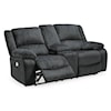 Ashley Furniture Signature Design Draycoll Double Reclining Power Loveseat w/ Console