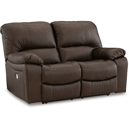 Leather Match Power Reclining Loveseat