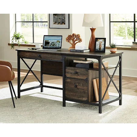 Industrial Computer Desk with File Drawer