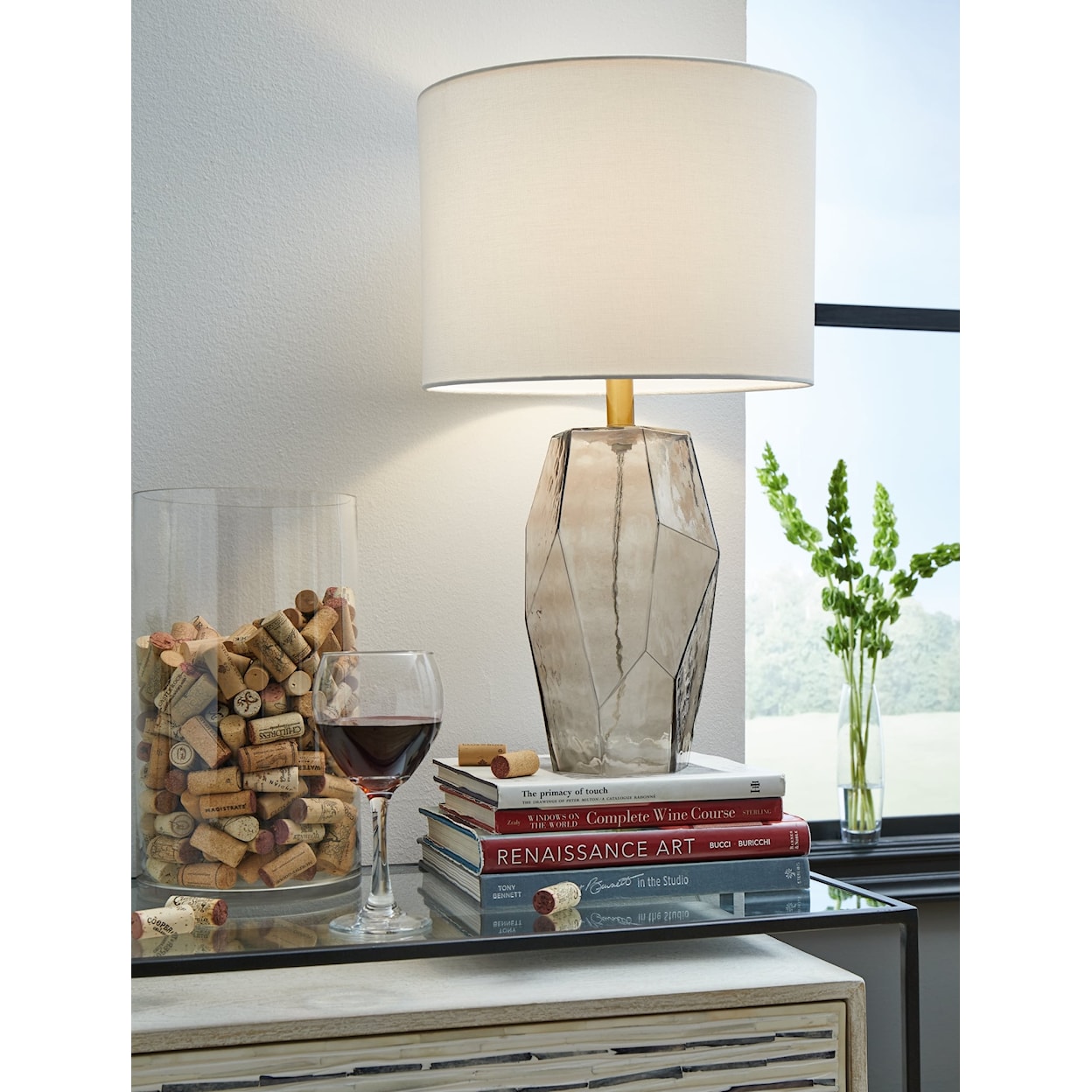 Ashley Furniture Signature Design Taylow Glass Table Lamp