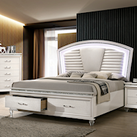 Glam Queen Bed with Footboard Storage