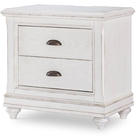 Farmhouse 2-Drawer Nightstand with USB Ports