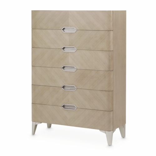 Modern Six-Drawer Bedroom Chest with Velvet-Lined Drawers