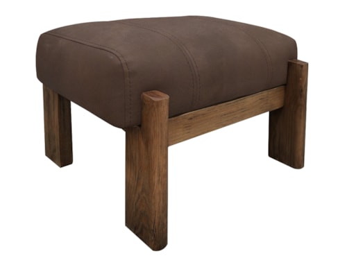 Modern Rustic Ottoman with Wooden Legs