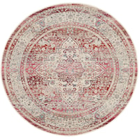 4'  Red/Ivory Round Rug