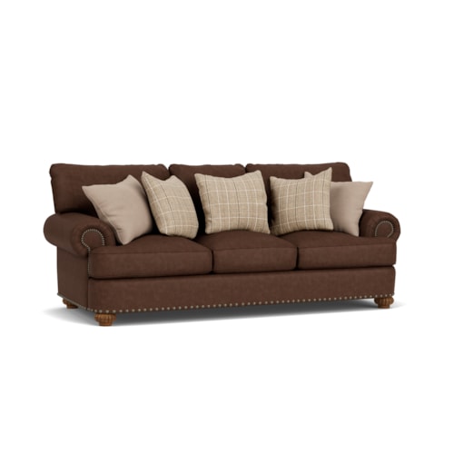 Traditional Stationary Sofa with Nailhead Trim