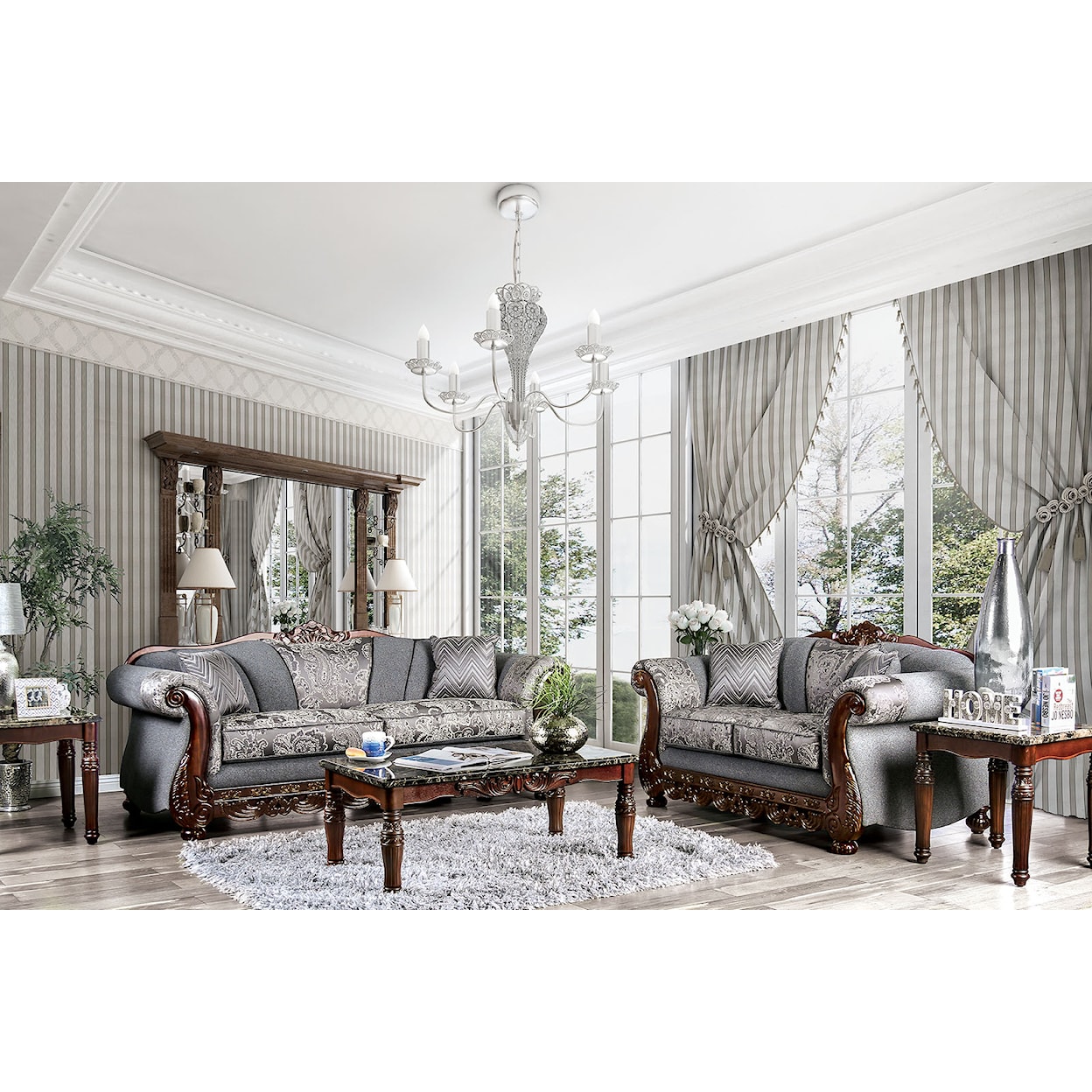 Furniture of America Newdale Sofa and Loveseat Set 