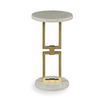 Links Contemporary Stone and Brass Accent Table