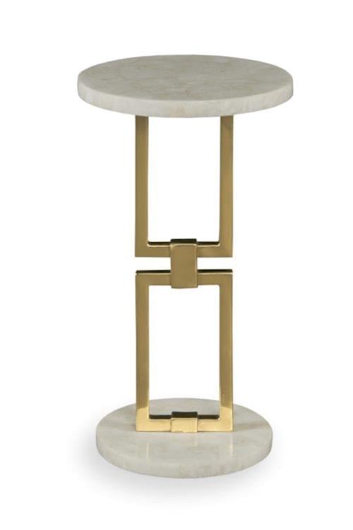 Links Contemporary Stone and Brass Accent Table