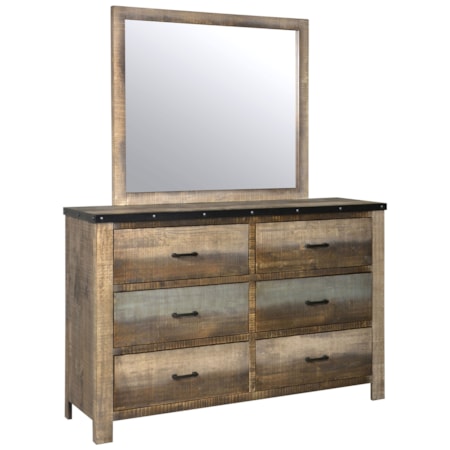 Sembene 6-drawer Dresser w/ Mirror-Color
