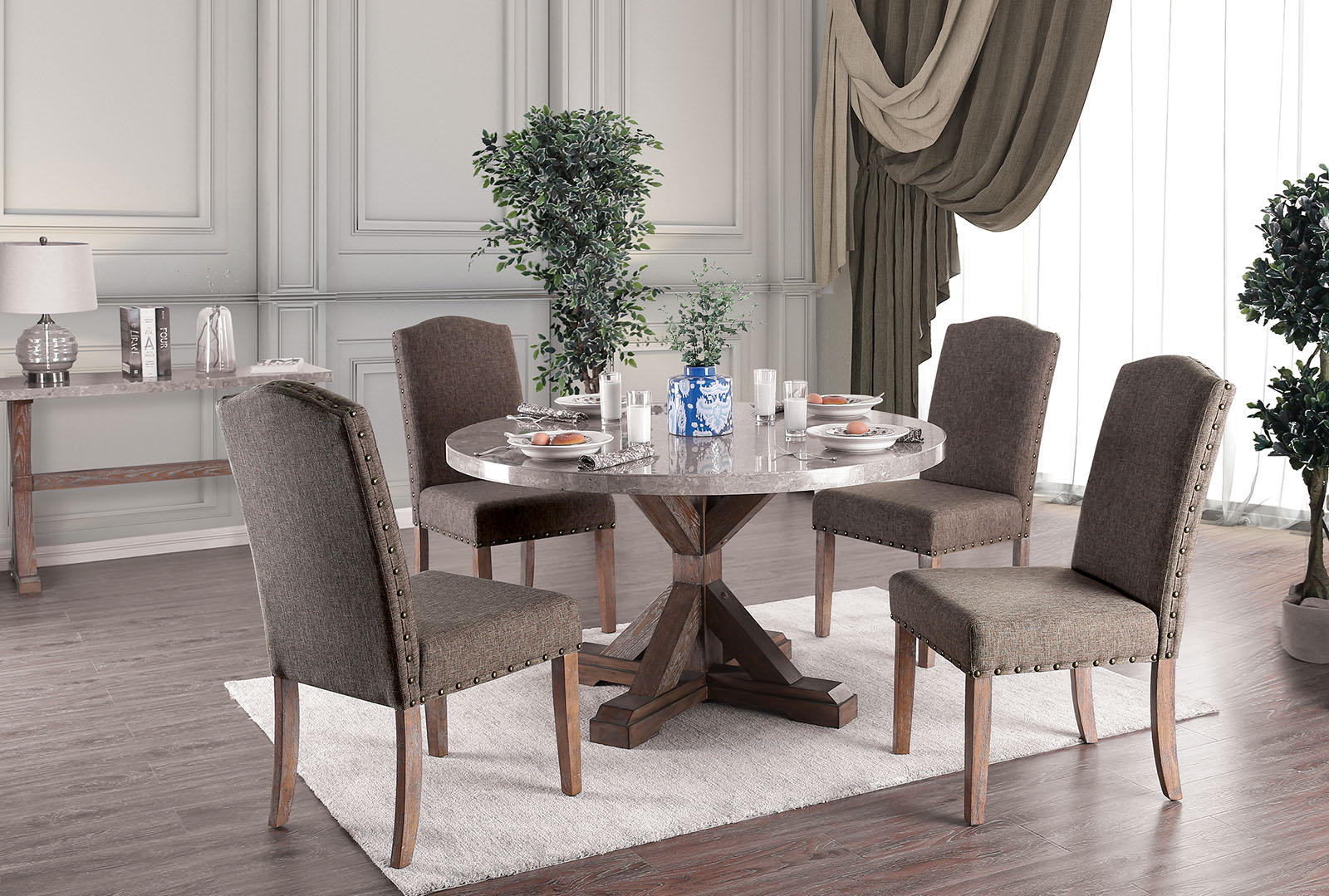 5 piece marble top dining set