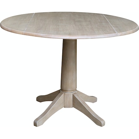 Round Dropleaf Pedestal Table in Taupe Gray