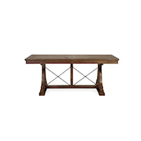 Rectangular Dining Trestle Table with Table Leaf