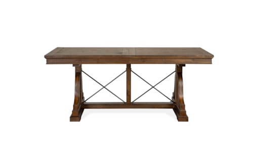 Rectangular Dining Trestle Table with Table Leaf