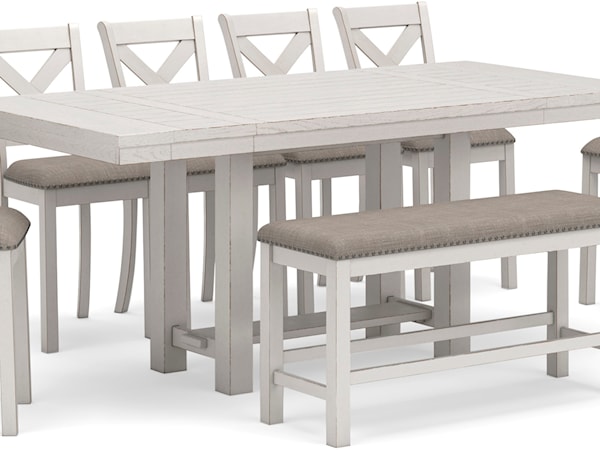 8-Piece Counter Dining Set with Bench