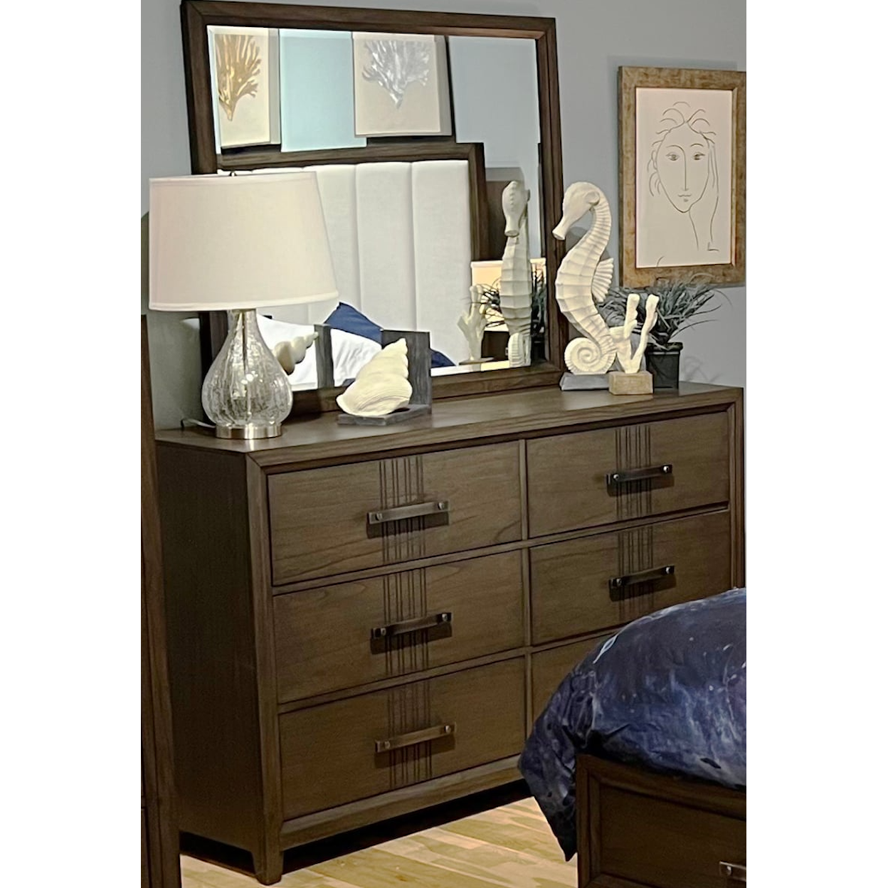 New Classic Landon Transitional Dresser w/Attached Mirror