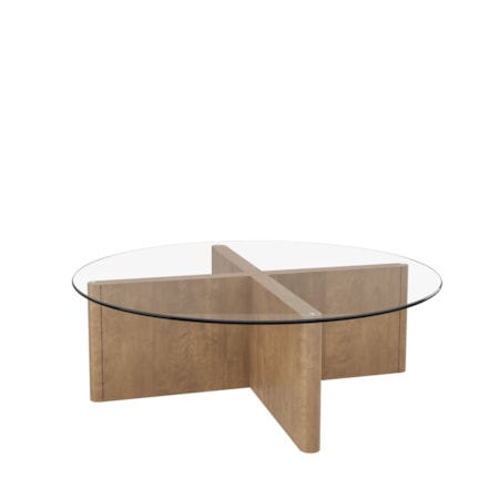 48" Round Glass-Top Coffee Table w/X-Base