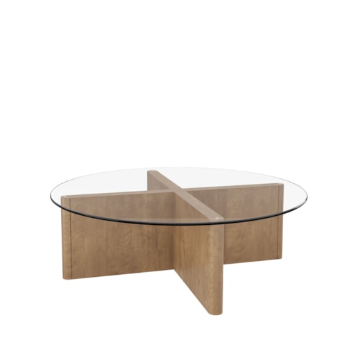 Contemporary 48" Round Glass-Top Coffee Table with X-Base