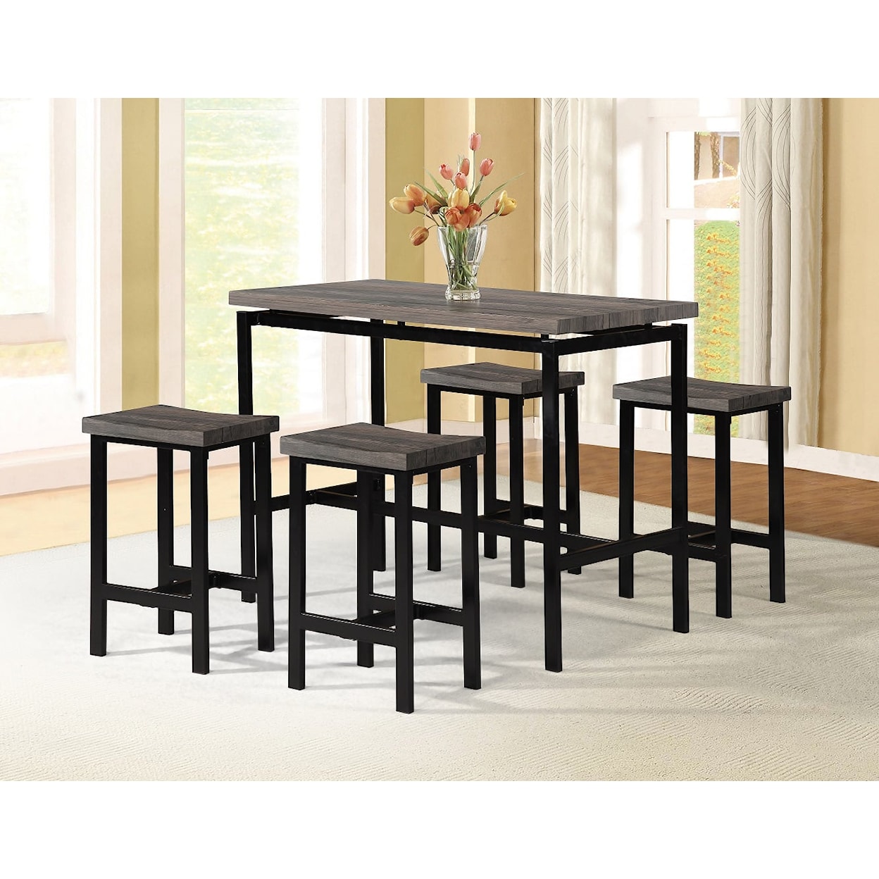 Milton Greens Stars Counter Height Dining 5 PIECE BROWN TOP METAL COUNTER | TABLE