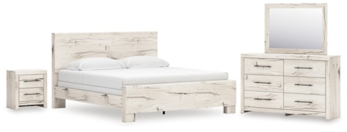 King Panel Bed, Dresser, Mirror And Nightstand
