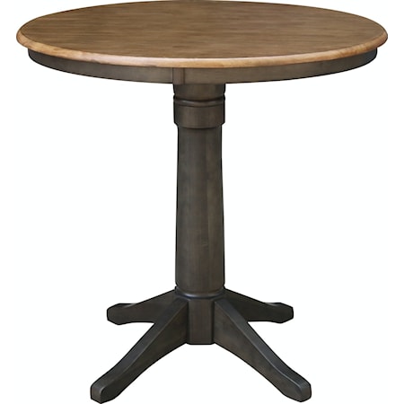 Transitional 36'' Pedestal Table in Hickory & Coal