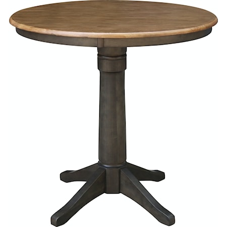 36'' Pedestal Table in Hickory & Coal