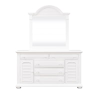 Cottage 5-Drawer Dresser with Arched Mirror