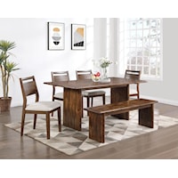 6-Piece Dining Set with Rectangular Table and Bench