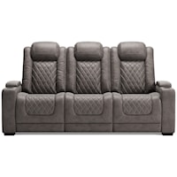 Faux Leather Power Reclining Sofa with Adj Headrests