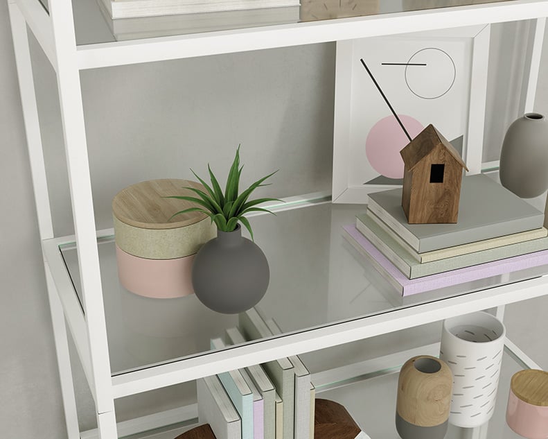 Bookcase with Tempered Glass