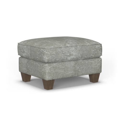 Transitional Upholstered Ottoman with Tapered Legs