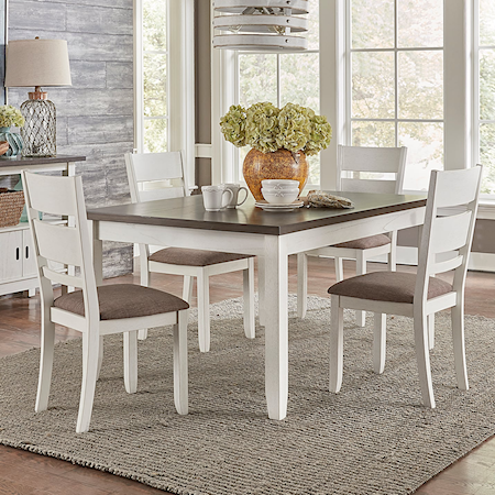 5-Piece Farmhouse Dining Table Set with Hidden Drawers