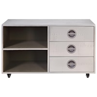 Industrial 3-Drawer TV Stand with Casters