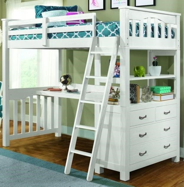 Highlands twin loft store bed with desk