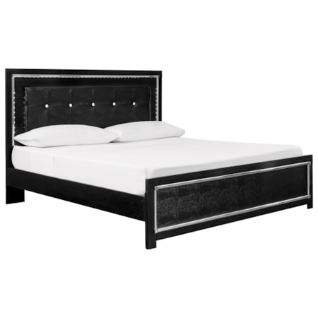 King Upholstered Bed with LED Lighting