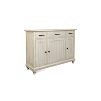 Farmhouse 3-Door Server with Drawers and Adjustable Shelves